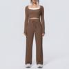 Solid Color Double-piece Nude Tight-fitting High-elastic Fake Two-piece Yoga Suit For Sports, Running And Fitness Two-piece Suit For Women