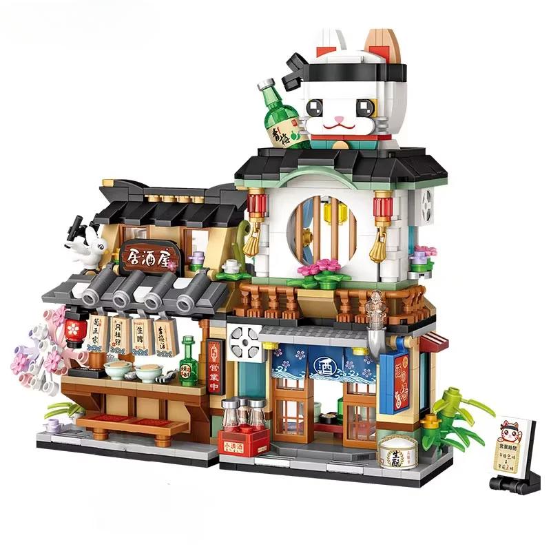 

Loz Taiyaki Street View Shop Миниатюрные строительные блоки Panda Bricks Сборка игрушек Цветочная мастерская Складной дом Коллекция Модель No box