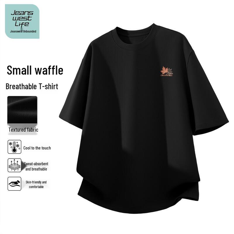 

JEANSWEST LIFE Men s Loose Fit Waffle Short Sleeve T-Shirt L