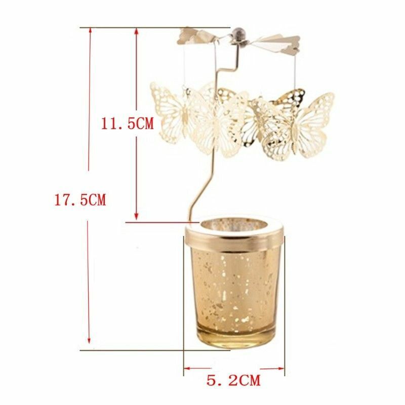 1pcs  Silver Gold Candlesticks Rotating Romantic Rotation  Carrousel Tea Light Candle Holder Dinner Wedding Bar Party