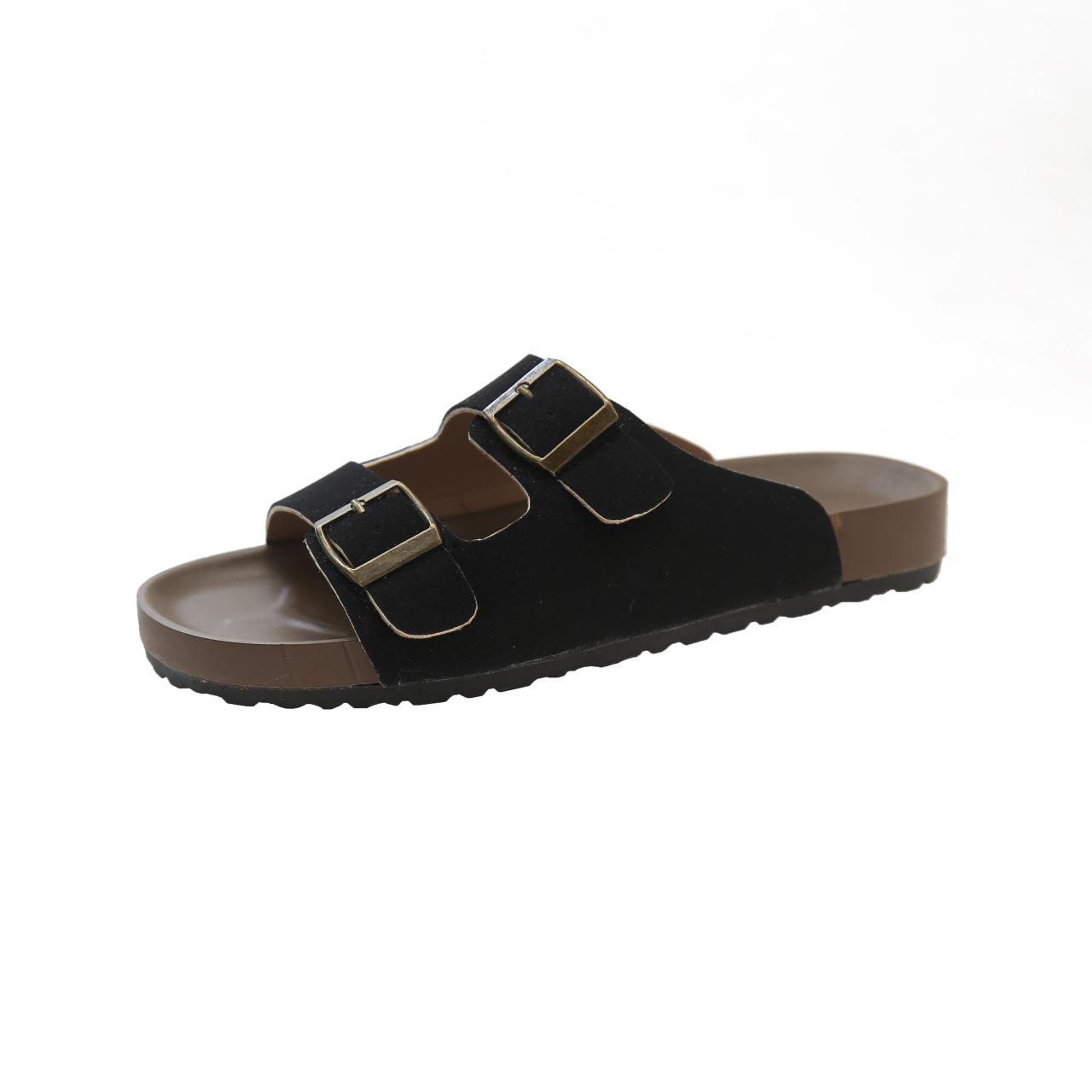 

2024 new casual cool slippers summer Su Yinyin same retro cork bottom thick bottom buckle with Boken slippers women 40 хакі