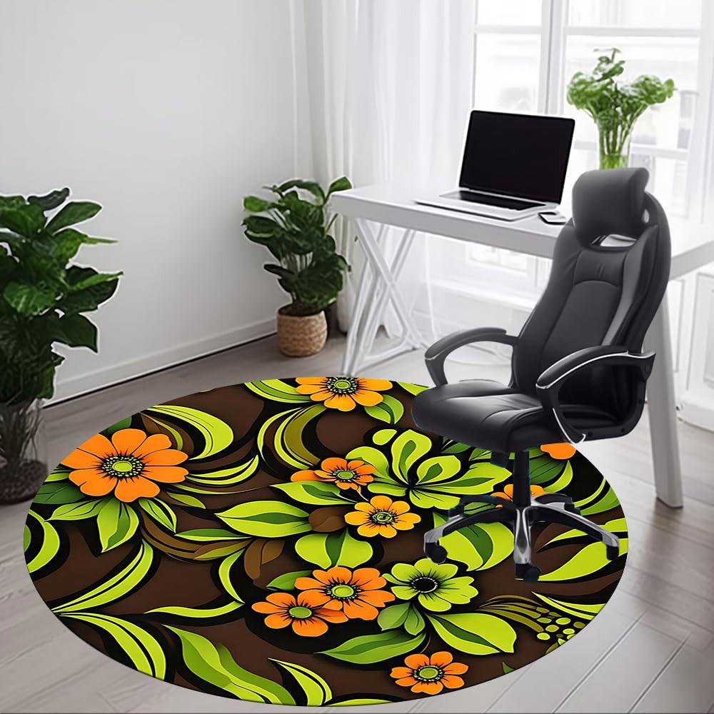 1pc Floral Pattern Office Round Area Rug, For Office, Laundry Room, Bedroom, Living Room, Under Office Chairs, Home Decor, Home Decor, Non-Slip