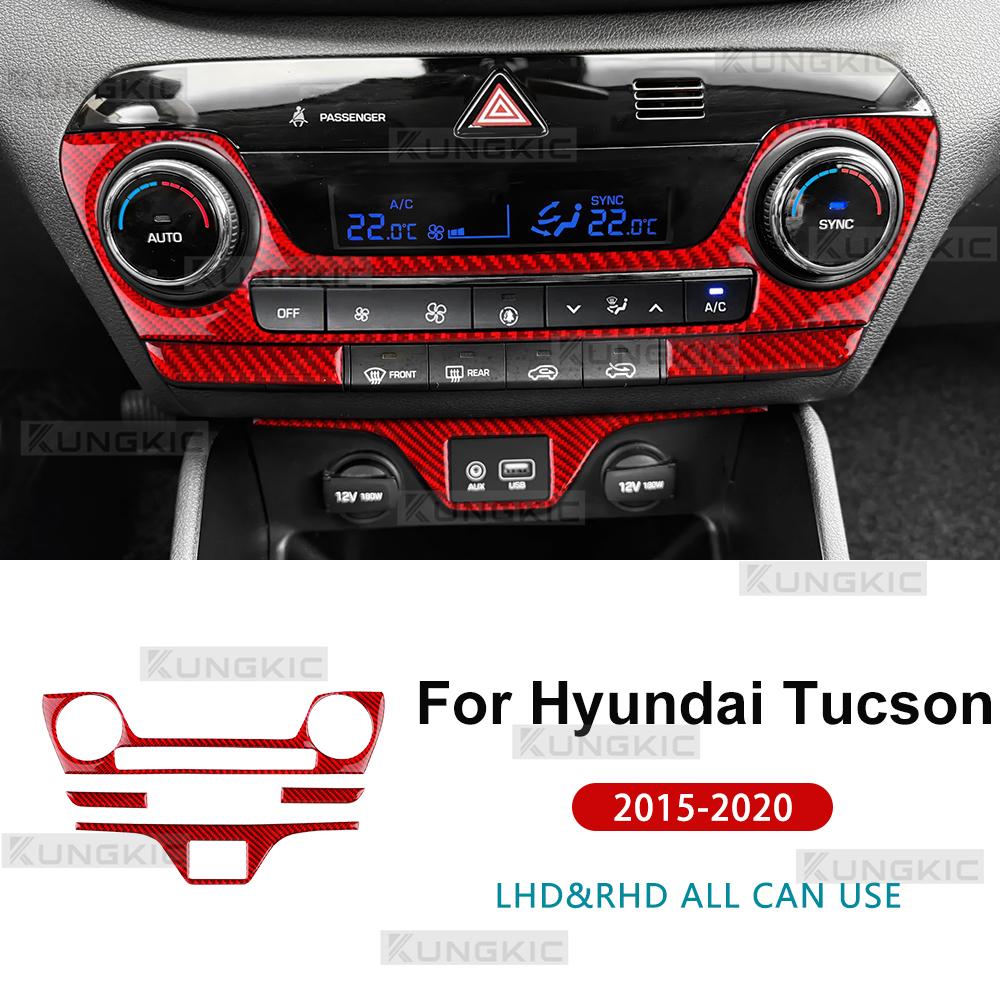Carbon Fiber Center Air Conditioning Panel Sticker for Hyundai Tucson 2015-2020 Interior Accessories