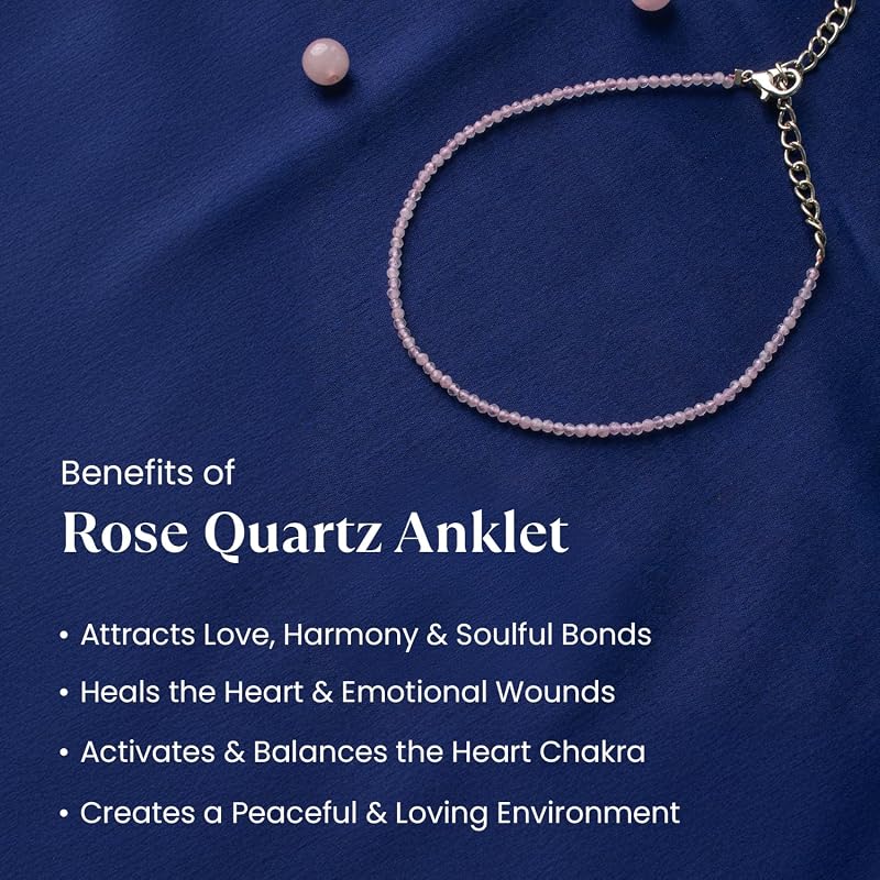 Astrotalk Rose Quartz Anklet | Stone of Love, & Harmony | Rose Quartz Anklet for Women | Best Gift for Woman | S
