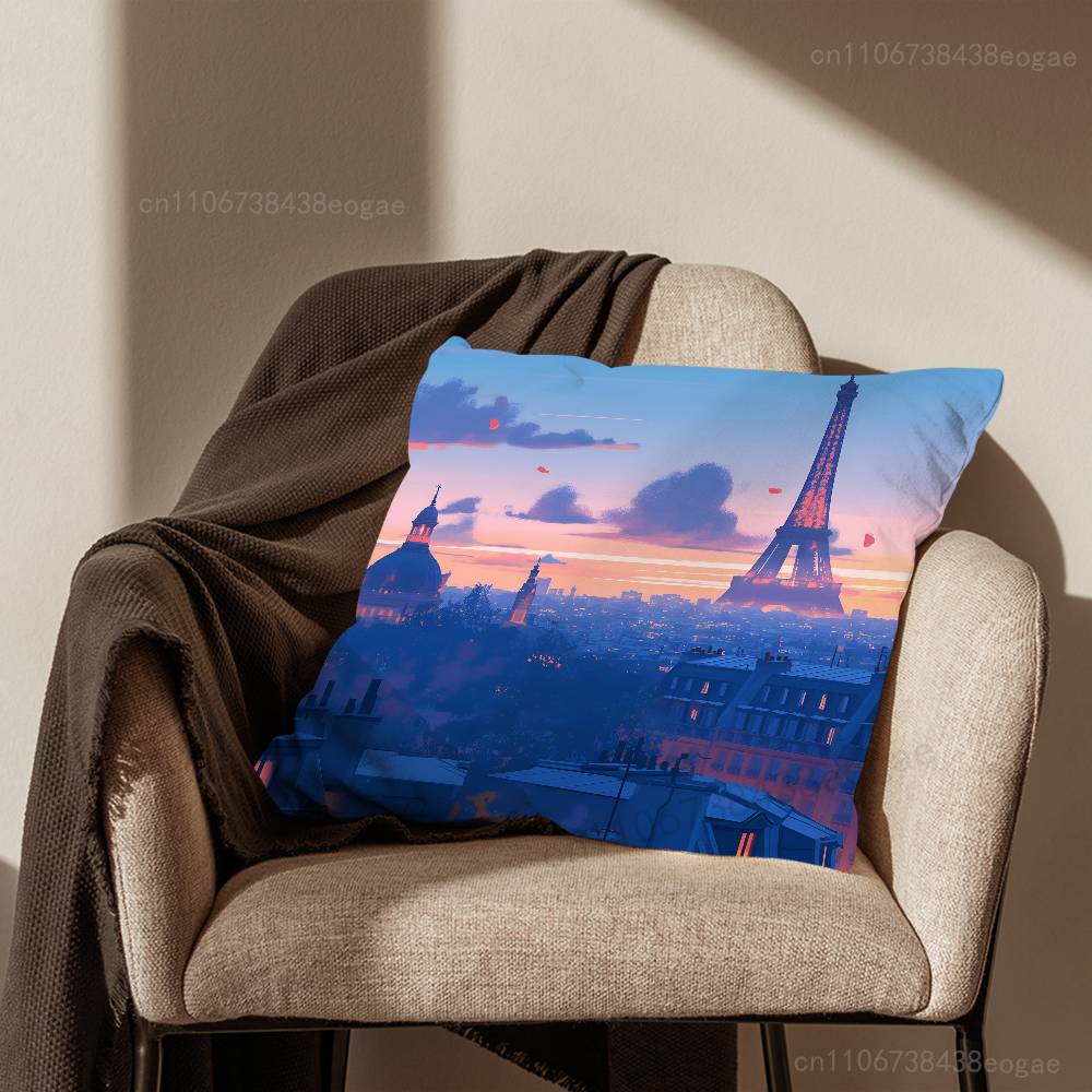 Paris Art Eiffel Tower Throw Pillow Case For 45*45cm,55*55cm,30*30cm,Car Pillowcase Home Bedchamber Decor Gift
