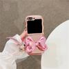 Big Leather Bowknot Phone Case For Samsung Z Flip 4 z flip 6 5 3 Bracelet Cover For Galaxy Z Flip5 Plating Wavy Cases