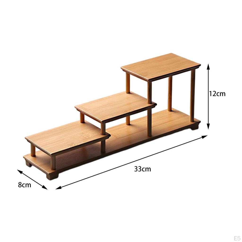 Elegant Wooden Display Stand for Fragrance Bottles and Collectible Figurines