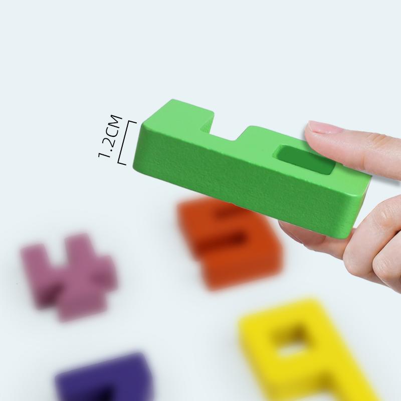 Colorful Building Blocks Wooden Toys Stacking Games Montessori Toys with Cards Digit Blocks Enlightenment Teaching Aids for Kids