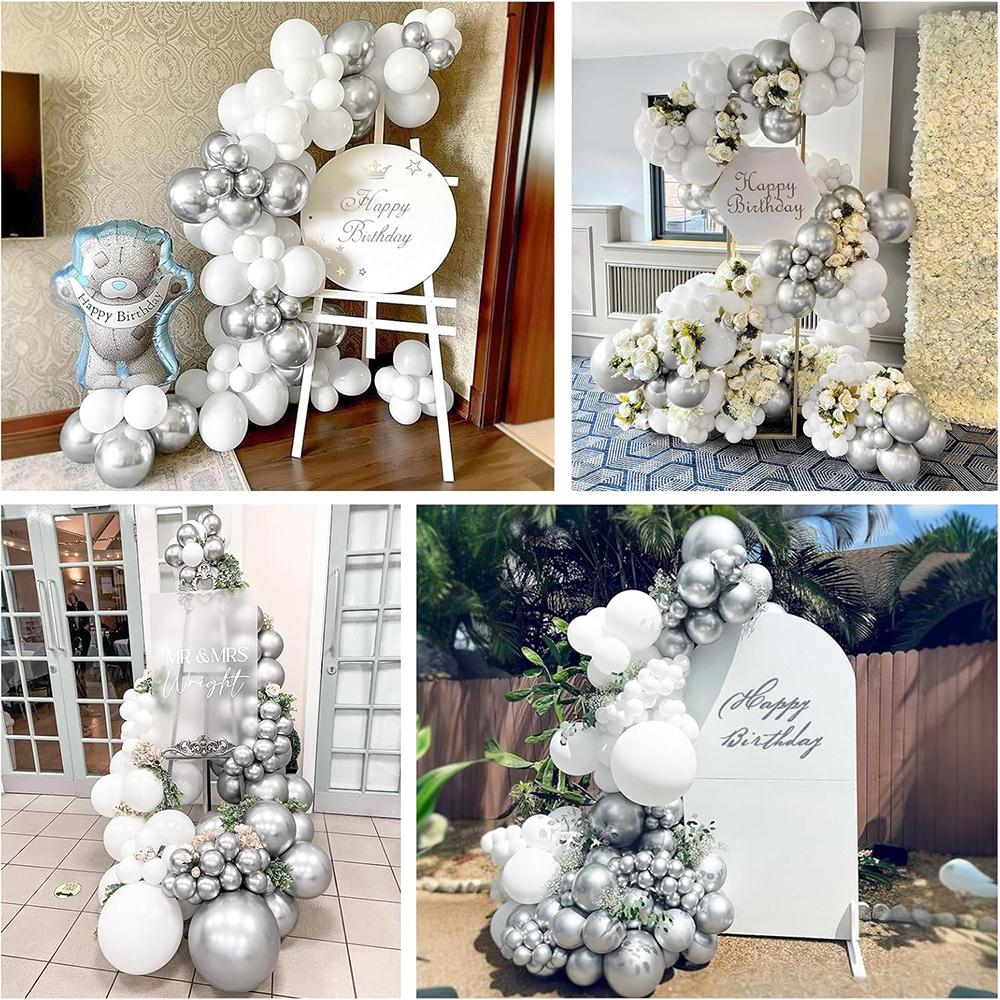 Wedding Theme Balloon Kit Arch White Silver Balloons Garland Garland Bridal Shower Wedding Anniversary Photo Background Decor