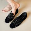 Strass Enkla Skor Dam 2026 Vår och Höst Plattbottnade Franska Balett Damskor Låg Utskärning Enkel Pedal Loafers
