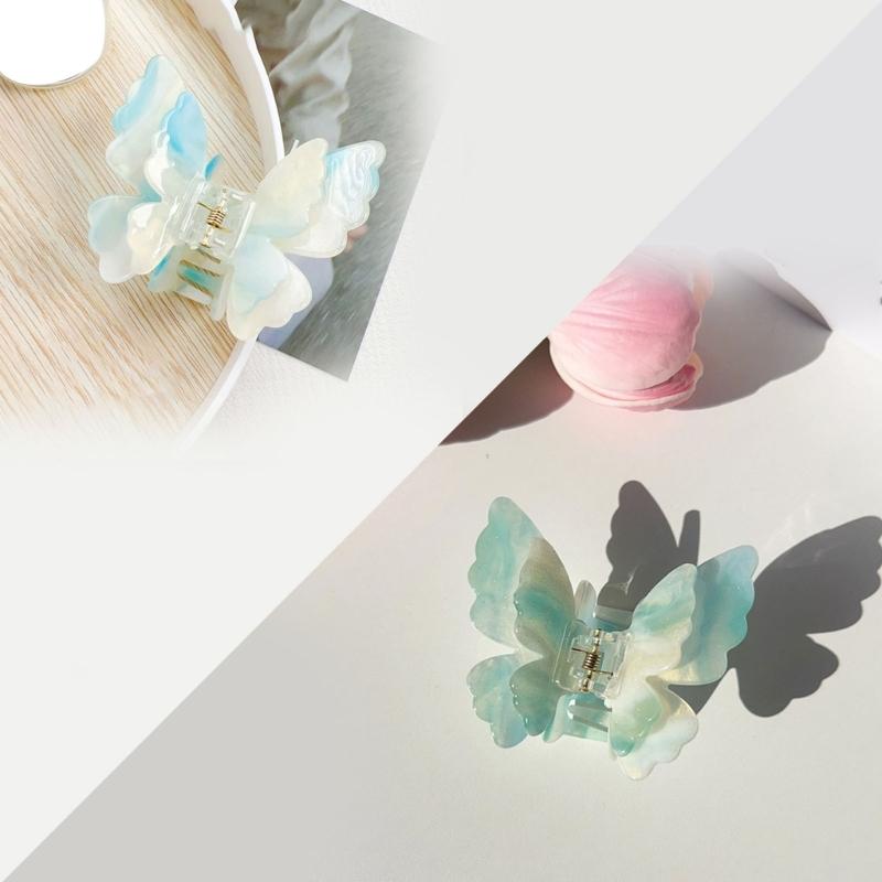 Sophisticated Double Layer Butterfly Hair Clip Claw for Women Modern Hair Styling Tool Complements Various Hairstyles