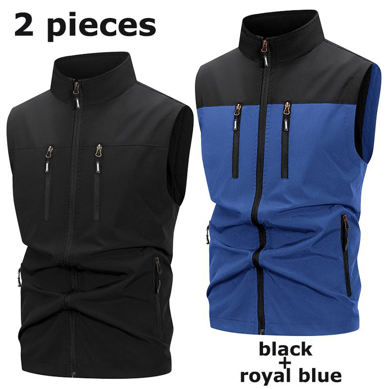 Men's Lightweight Softshell Vest with Zipper Pockets Windproof Sleeveless Jacket for Hiking Golf Outdoor Outwear Windbreaker