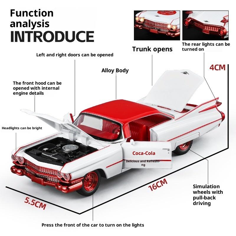 Simulation 1/32 1961 Cadillacs Series 62 Convertible Alloy Car Model Sound Light Children Metal Toy Vehicle Miniature Voiture