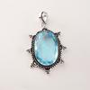 Sky Blue Topaz Gemstone Silver Boho Pendant 2.5" , 925 Sterling Silver Jewelry For Her APP-1-3