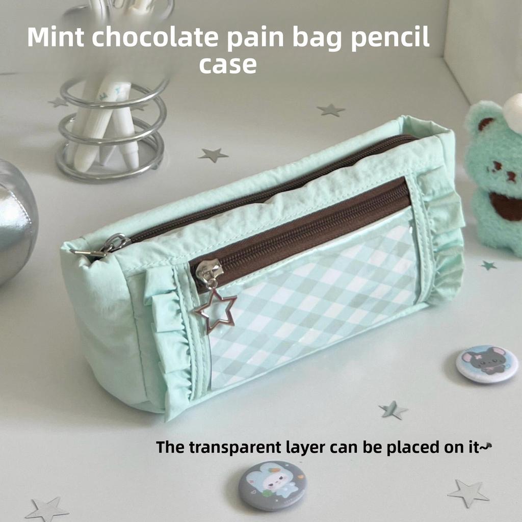 The Large-capacity Simple Lace Pencil Case High-value Student Stationery Storage Bag Stationery Box Pen Bag