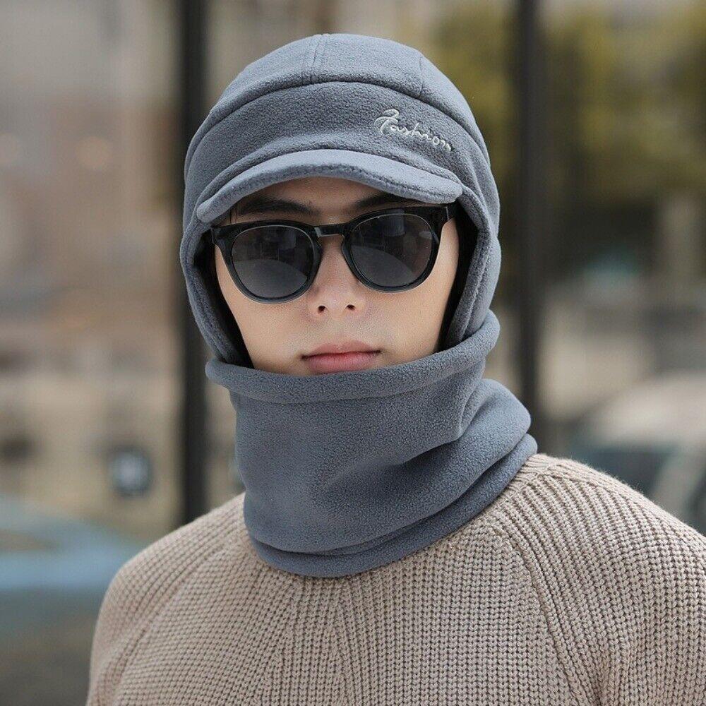 2Pcs/set Fleece Ski Pullover Cap Solid Color Visor New Cotton Hat