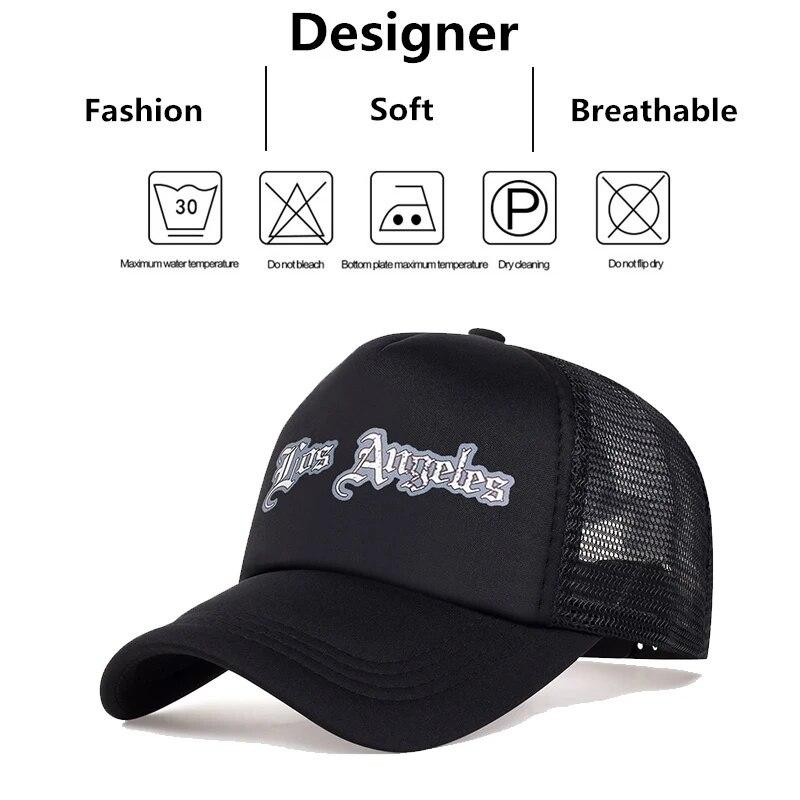 Unisex Los Angeles Letter Printed Baseball Net Caps Spring Summer Outdoor Adjustable Casual Hats Sunscreen Hat