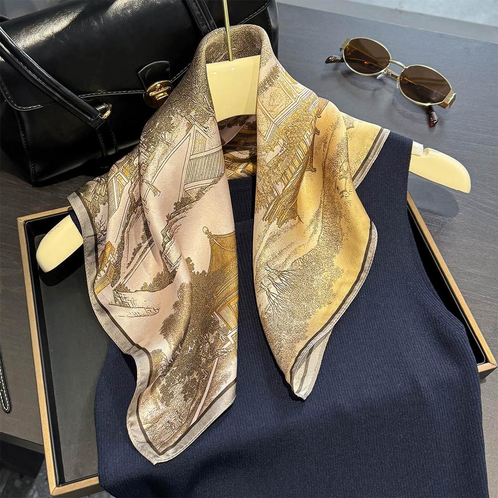 New 100% Natural Real Silk Scarf Women Bandana Square Scarves Wrap Kerchief Mulberry Fashion Luxury High Quality Hijab Sjaal