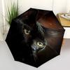 Schwarze Katze, Goldene Augen - Automatischer Regenschirm, Vierjahreszeiten Tragbarer Faltregenschirm, Geeignet für Männer und Frauen, Reise, Täglicher Kompakter Regenschirm