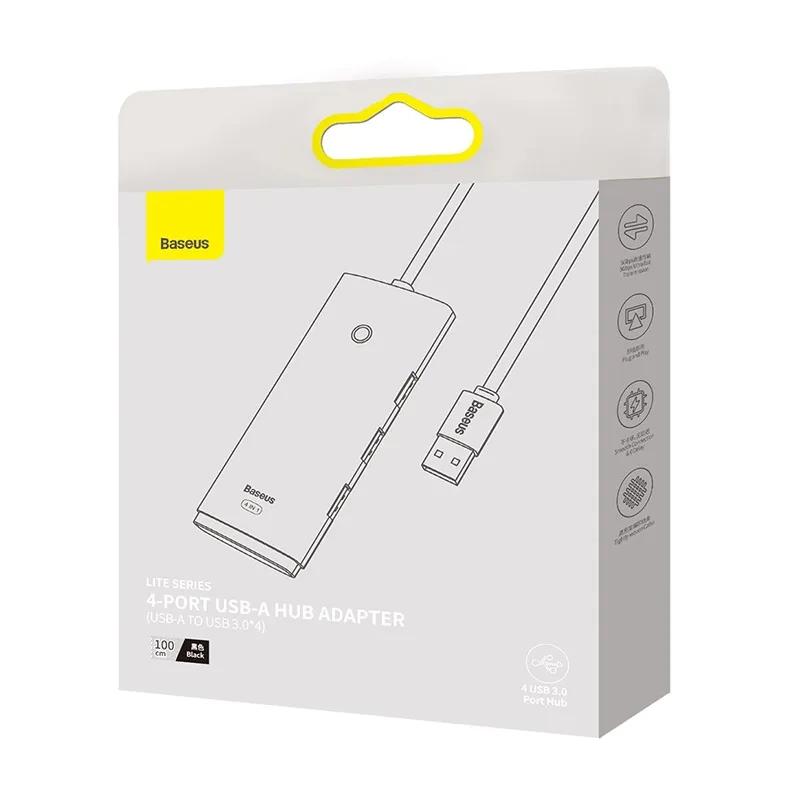 Hub 4W1 Baseus Lite Series Usb Do 4X Usb 3.0 1M (Czarny)