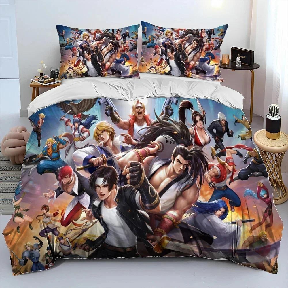 3D Print King of Fighters Retro Game Bedding Set Duvet Cover Bed Set Quilt Cover Pillowcase Comforter King Queen Size Boys Adult