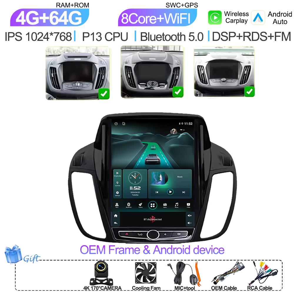 pdzh2 9.7 inch Car Android Auto For Ford KUGA C-max Escape 2013 - 2015 Multimedia Player Stereo GPS Navigation Head Unit Touch Screen