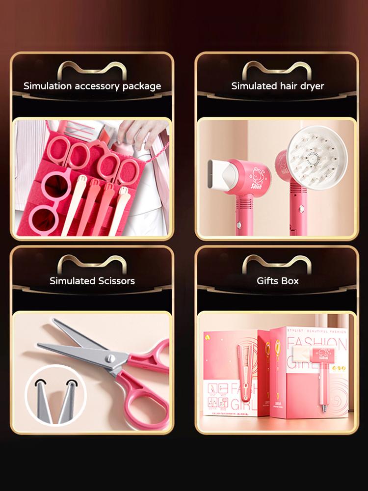 Kids Make Up Toys Simulation Haircut Kit Children'S Hair Dryer Role Playing Game Educational Toys For Girls Pretend Play Gifts