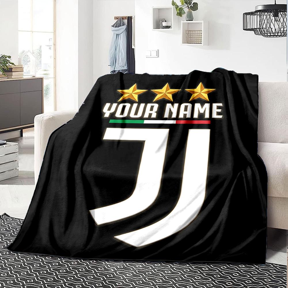 1pc Personalized Name Juventus Blanket, Gift, for Men and Women, Soft Blanket, Good for Sofa Bed Couch Travel, Lightweight Flannel Blanket