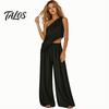 Talos Baumwoll-Leinen 2-teilige Sets für Damen, Ein-Schulter-Ärmelloses Oberteil mit Weitbeiniger Hose Passendes Set, Sommerurlaub Lounge Outfits