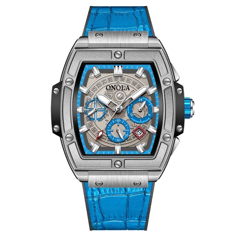 

Топ Новые Мужские Многофункциональные Кварцевые Часы Натуральная Кожа Водонепроницаемые Люминесцентные Мужские Наручные Часы