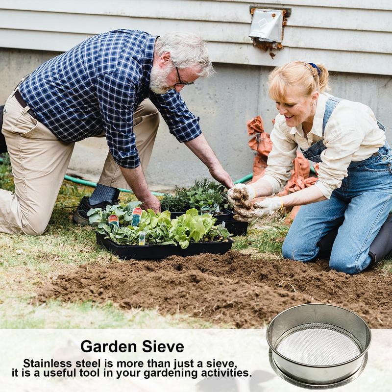 Garden Home Stainless Steel Meaty Garden Compost Soil Stone Sieve Mesh Filtration Gardening Tool 20/30cm 8 Mesh