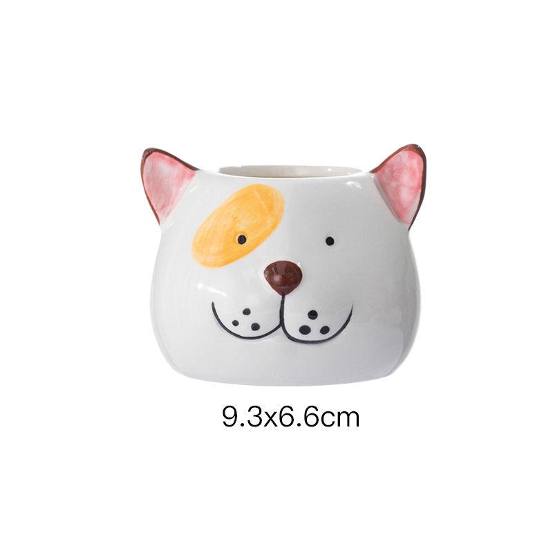 Cartoon Animal Cat Dog Ceramic Vase Small Plant Potted Plant Office Desktop Cat Dog Vase Gift Living Room Countertop Decoration