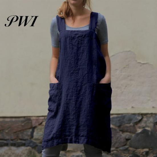 Washable Cooking Apron Solid Color Crisscross Back with Pockets Garden Fine Workmanship Baking Accessories