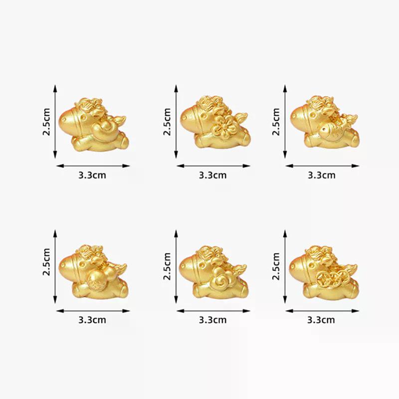 2026 New Year Figurines Miniatures Cartoon Lucky Gold Horse Micro Landscape Ornaments Home Room Desk Decorations Gift