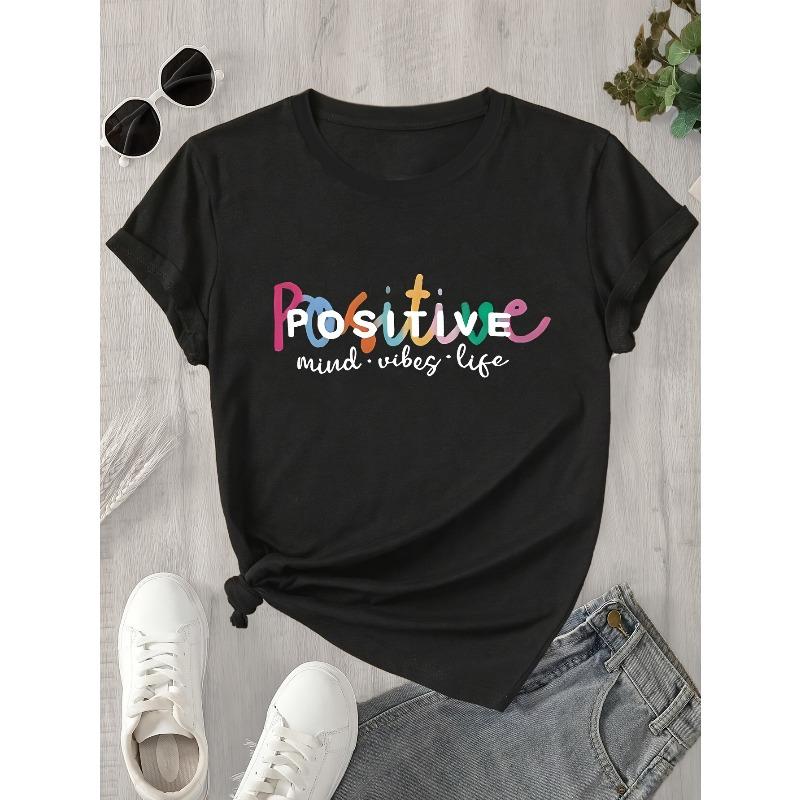 European sizes Letter Print Casual Women'S Summer Clothing, New Short-Sleeve T-Shirt for Spring And Summer