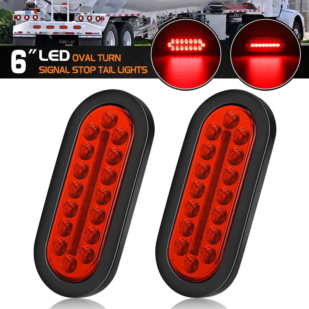 LINKITOM 6 Inchs Submersible Oval LED Stop/Turn Trailer Tail Light With Waterproof Rubber Gaskets For Boat Trailer Truck RV [DOT Certified] [IP67] (2