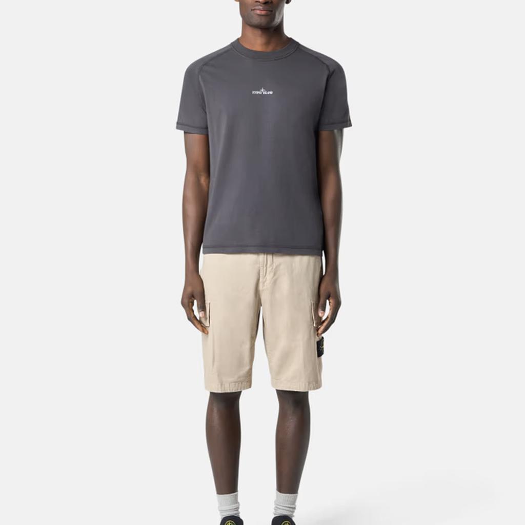 STONE ISLAND Ss25 Reflektierendes Logo Rundhals Kurzarm T-Shirt Herren T-Shirts Anthrazit K1S152100020-V0065