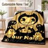 Bendy and the Ink Machine Custom Name Flannel Throw Blanket Soft Warm for Sofa Bed Indoor Home Use