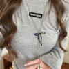 Women's Bowknot Pendant Necklace - Korean Style Silver Sweater Chain, Versatile Summer T-shirt Accessory