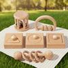 Hand-made 6-piece Sets Baby Rattle Soft Beech Wood Toy Set Early Education Wooden Baby Rattles for Newborns Children's