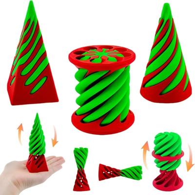3 Stück/Set 3D-gedruckte Spiralkegel Unmögliche Pyramide Durchgangsskulptur Spiralzylinder Figur Stress Angst