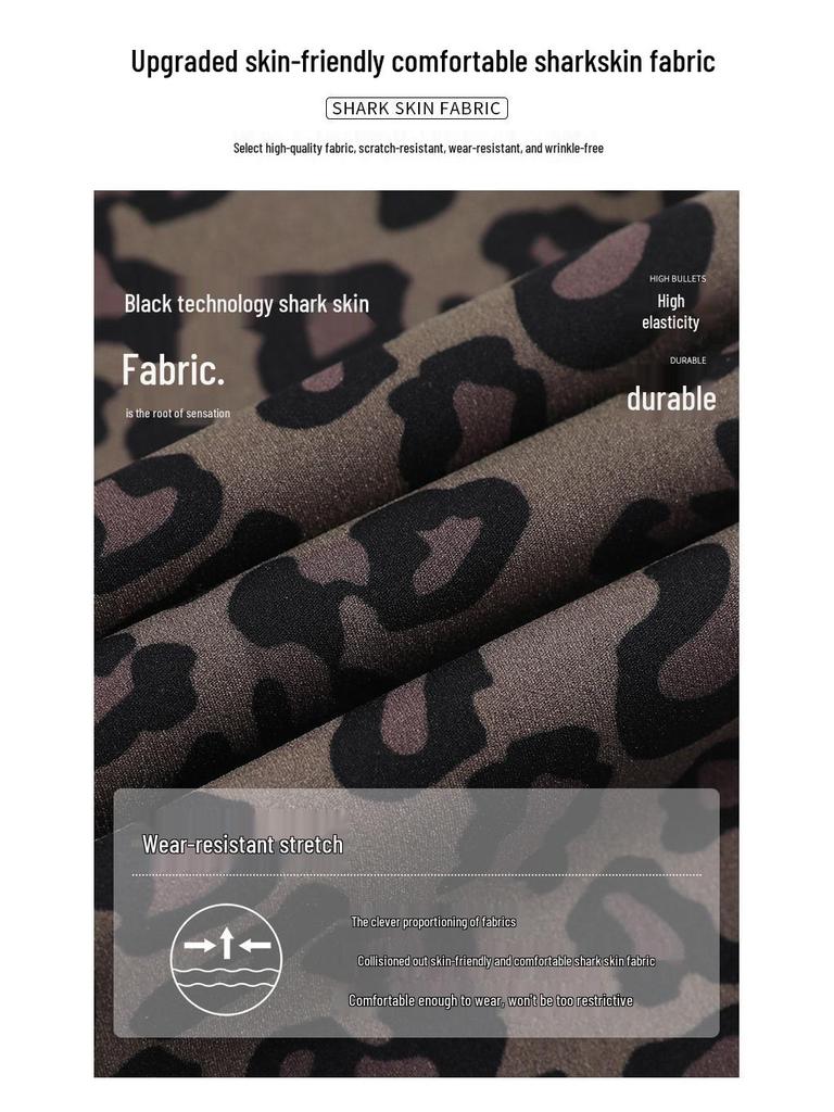 Leggings med hög midja och leopardmönster: Dambyxor för höst/vinter, smalnar av, kontrollerar magen, lyfter rumpan, med plus sammet, för yoga.