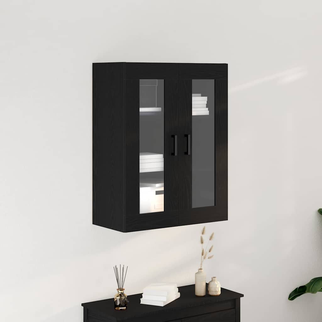 Wall Mounted Cabinet Black Oak Effect 69.5 x 34 x 90 cm