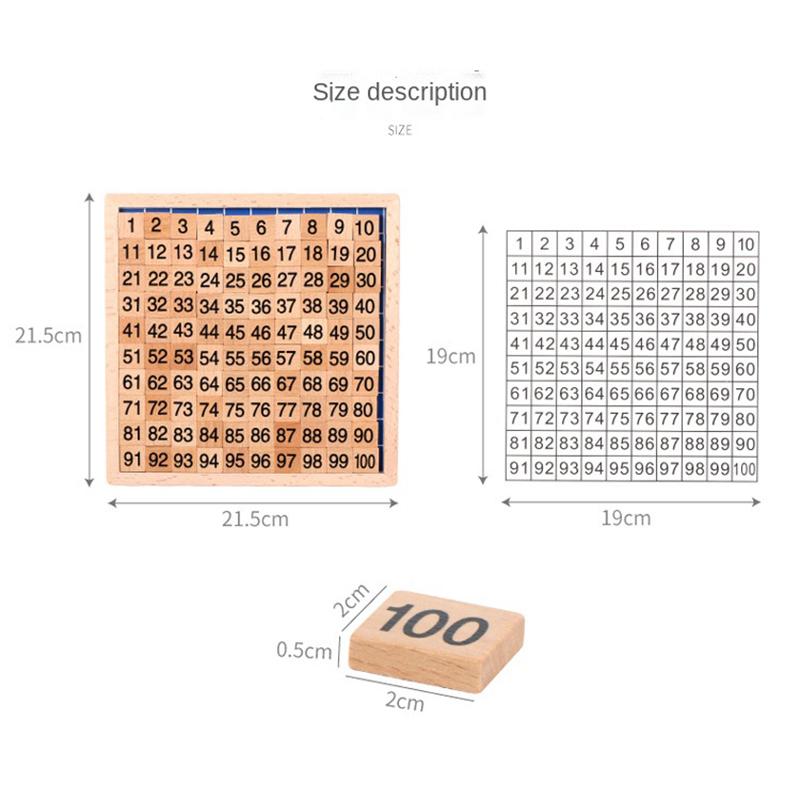 Bunte 1-100 Zahlen Holzklötze Kinder Montessori Pädagogisches Holz Mathematikspielzeug für Kinder Digitales Lernspielzeug