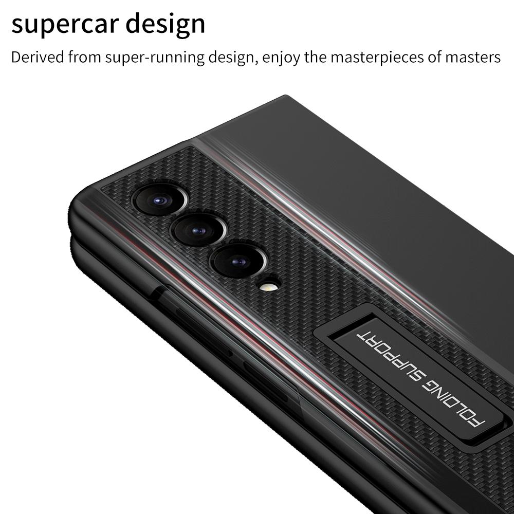 For Samsung Galaxy Z Fold 4 Case Hard Pc Phone Cover With Tempered Glass Screen Protector Bracket For Galaxy Z Fold4