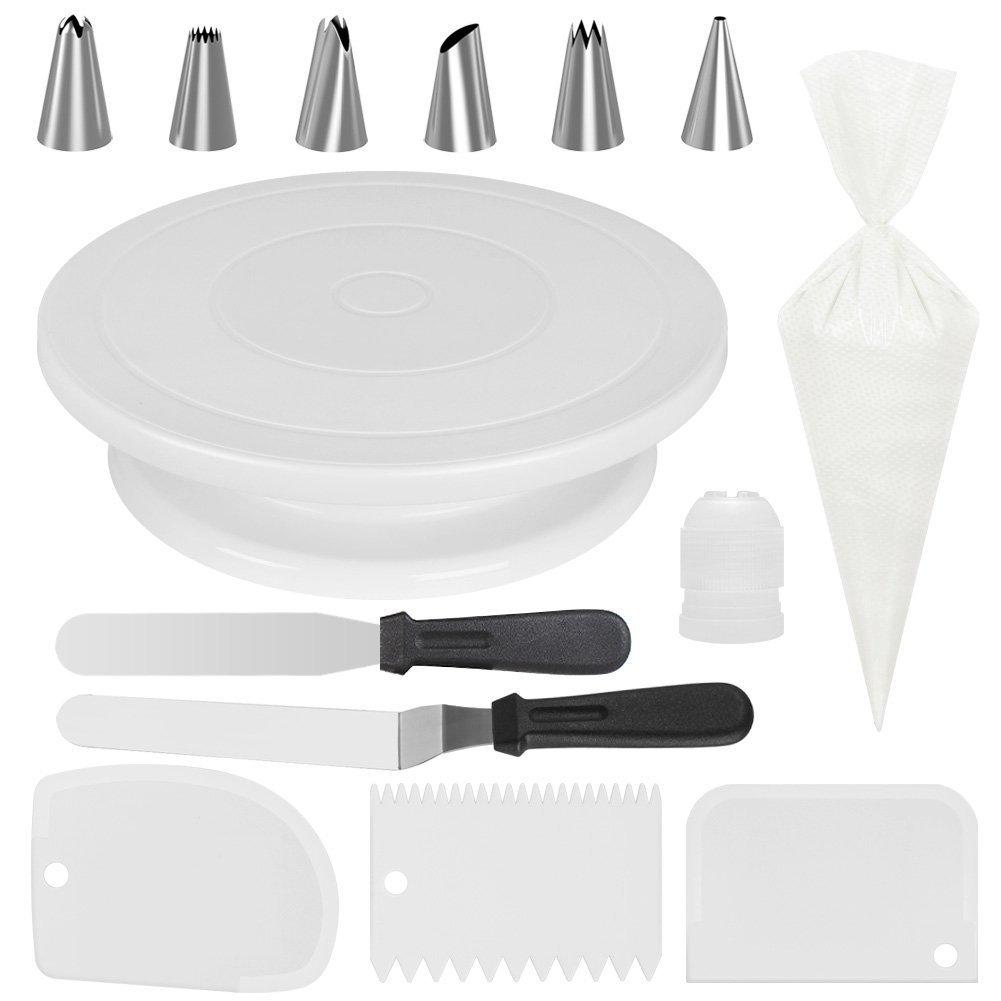 14pcs set Revolving Cake Decorating Stand Kit Rotating Cake Turntable white#0 белый