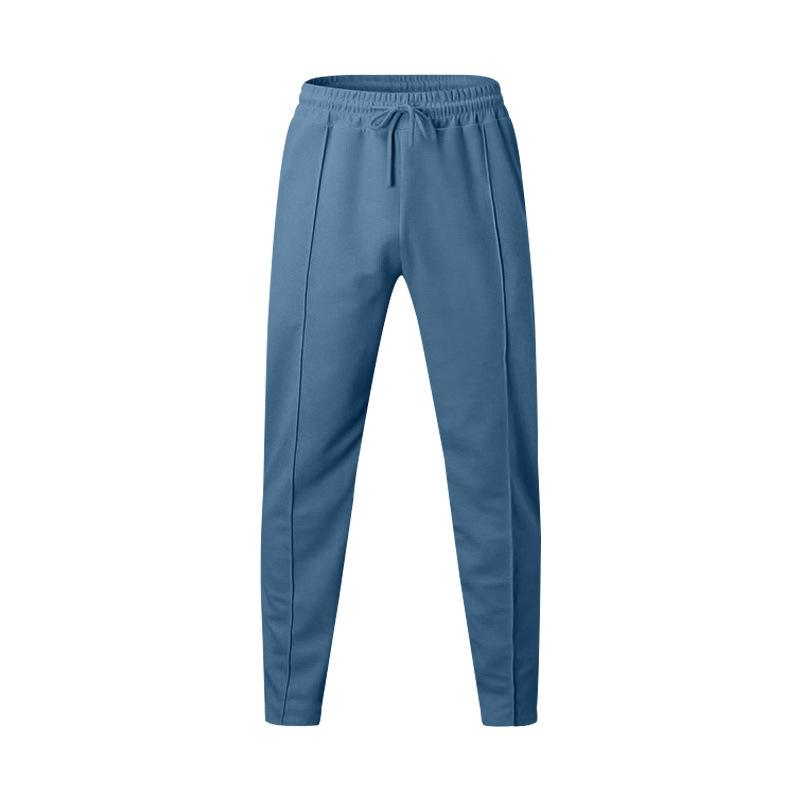 Men's Fashion Casual Solid-Colour Trousers Loose-Fit Drawstring Straight-Leg Trousers