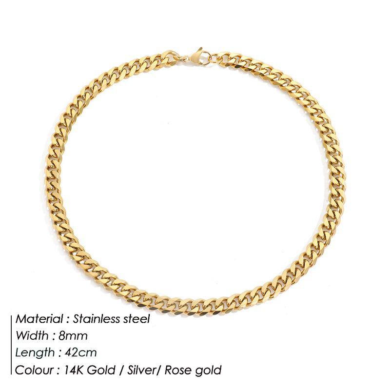 Trendy Light Luxury Gold-Plated Cuban Link Clavicle Necklace – Versatile, Layered Design for Women
