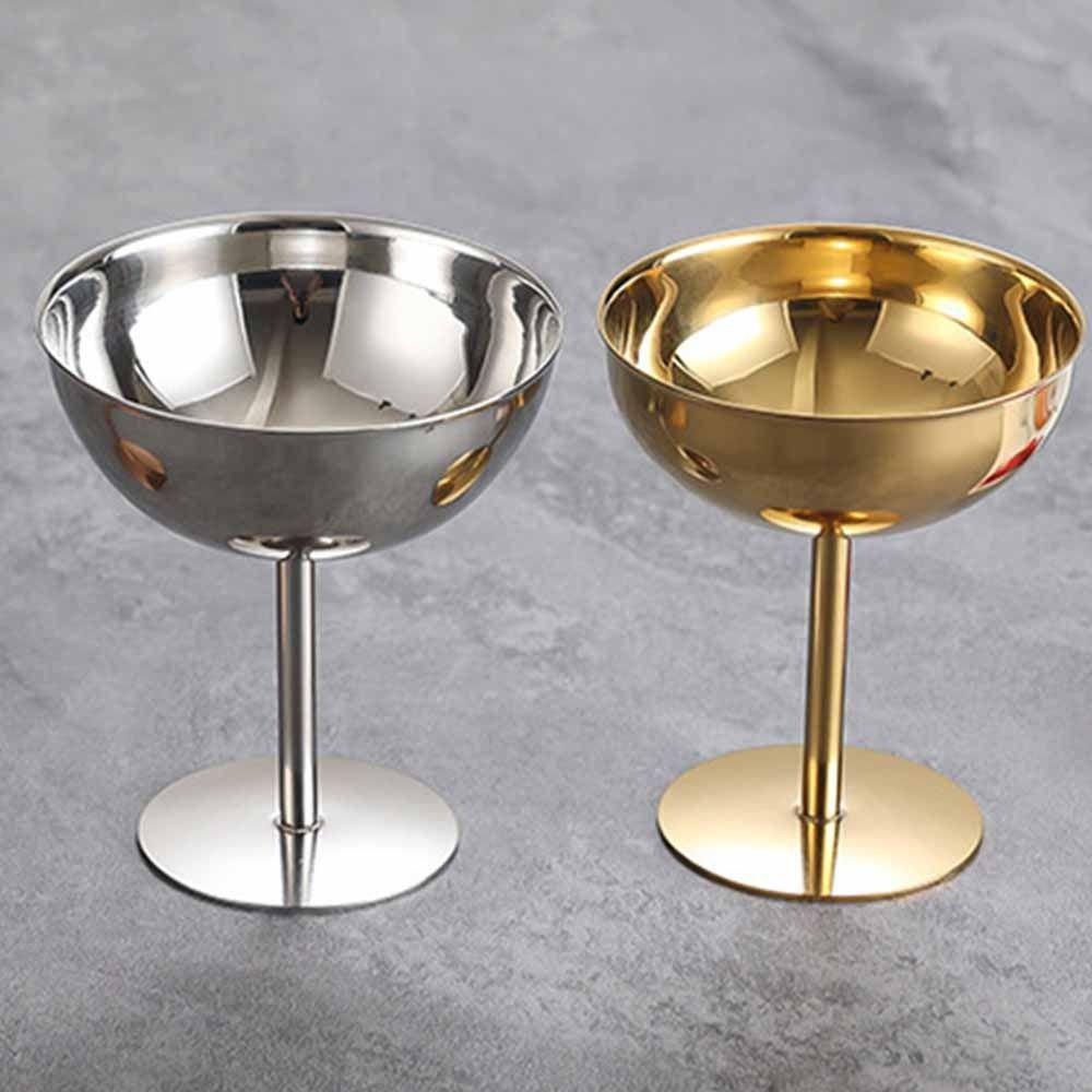 Stainless Steel Ice Cream Cup Food Grade Stemmed Fruit Plate Shorty Salad Bowl Bar Tableware