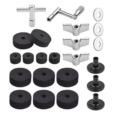 23pcs Cymbal Replacement Accessories Drum Parts with Cymbal Stand Felts Drum Cymbal Felt Pads Include Wing Nuts Washers